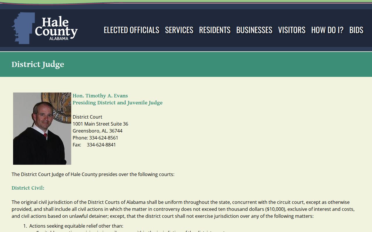 Hale County criminal court case jurisdiction at District Court