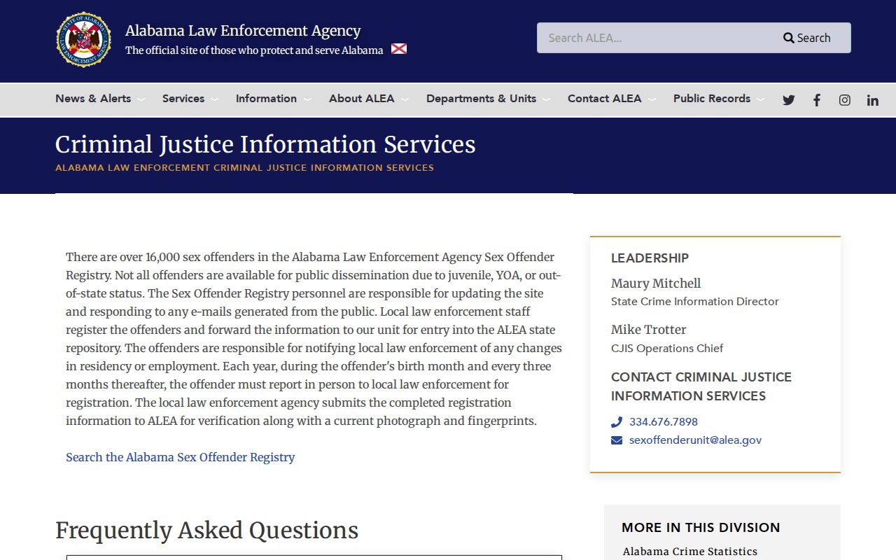 Hale County sex offender search guidance from the Alabama Law Enforcement Agency