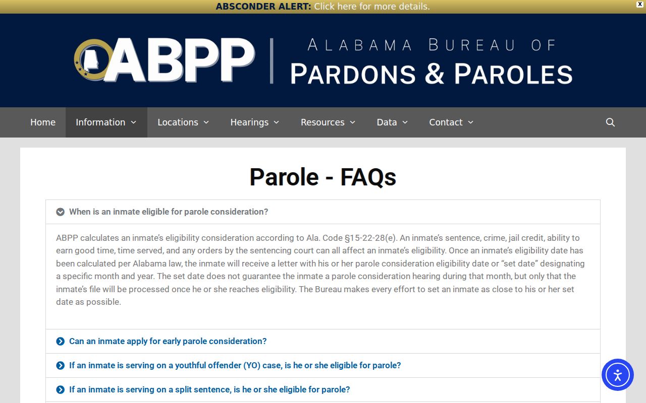 Hale County criminal records Alabama parole process FAQ