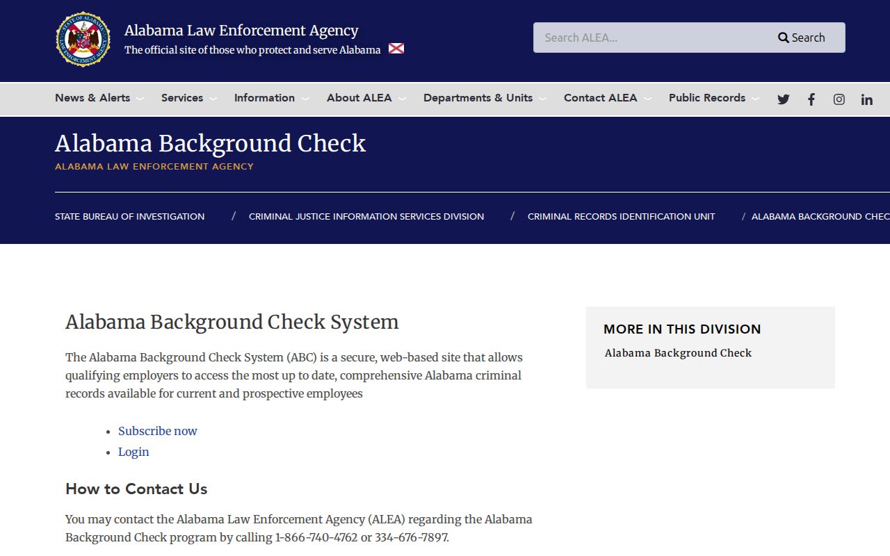 Hale County criminal history ALEA official self-review instructions